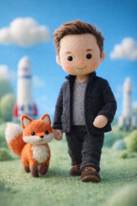 A handcrafted felt miniature illustration of [Celebrity] reimagined as a soft wo