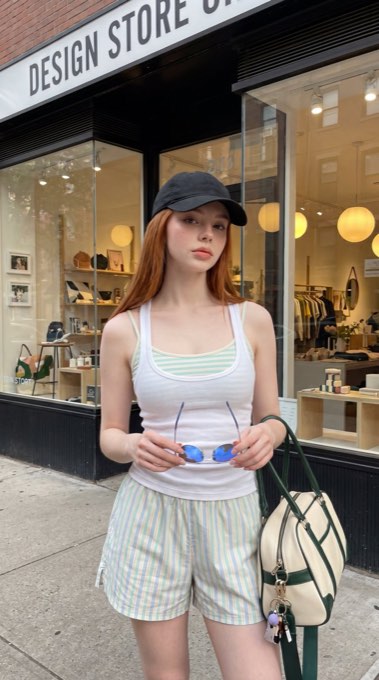 Ultra-realistic street fashion portrait of a young woman with {argument name="ha