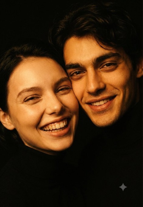 Use the exact same faces from both reference images and generate a warm intimate
