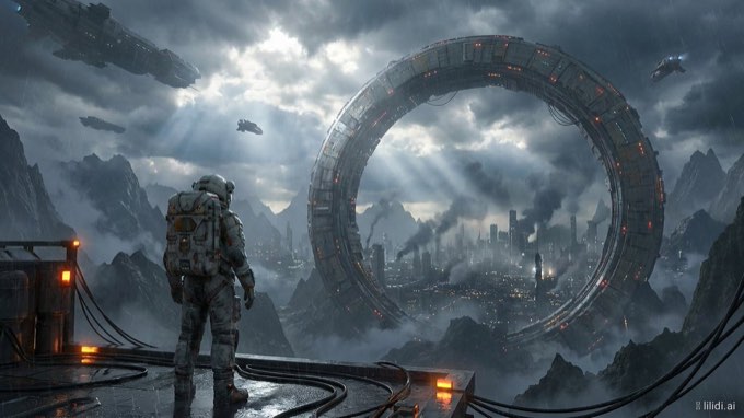 An immense futuristic megacity built inside a colossal {argument name="structure