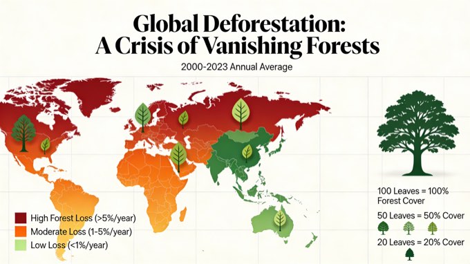 A beautiful and informative data visualization for a report on global deforestat